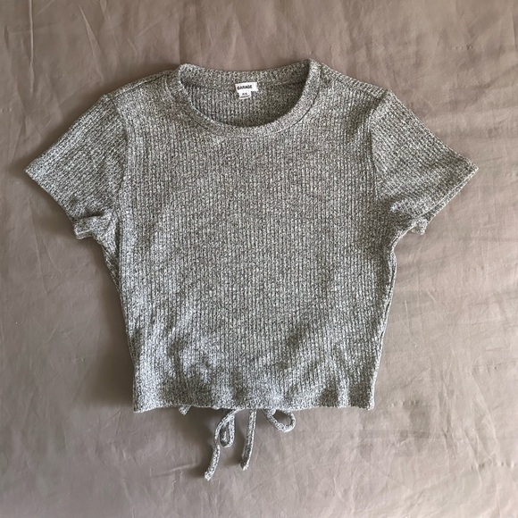 Grey open back tie up crop top - Picture 1 of 2